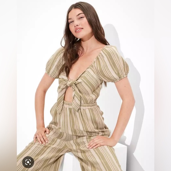 American Eagle Front Tie Striped Jumper Size Sm/M - Picture 3 of 9